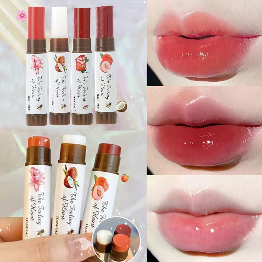 Waterproof Fruit Lip Balm Peach Tea Color Lipstick Lines Lip Natural Changing Color Jelly Lasting Lip Care Plump Moisturizi E7H0