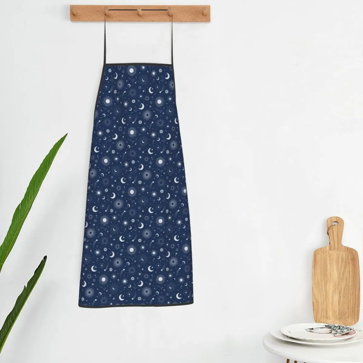 Sweet Celestial Suns, Moons And Stars Aprons Chef Cooking Cuisine Tablier Bib Kitchen Cleaning Pinafore for Women Men Painting