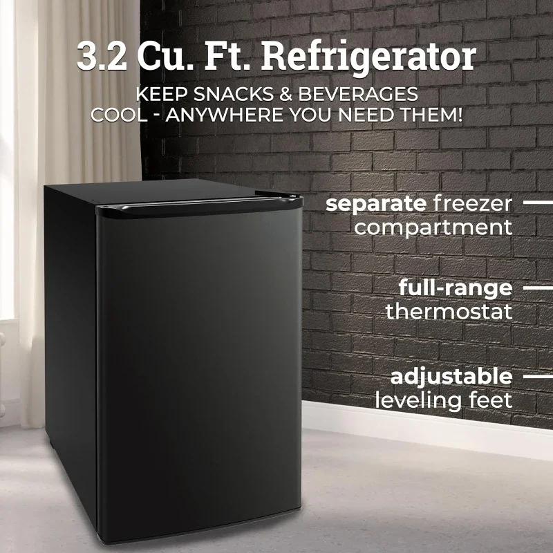 Igloo 3.2 Cu.Ft. Single Door Compact Refrigerator with Freezer, Slide Out Glass Shelf, Perfect for Homes, Offices, Dorms