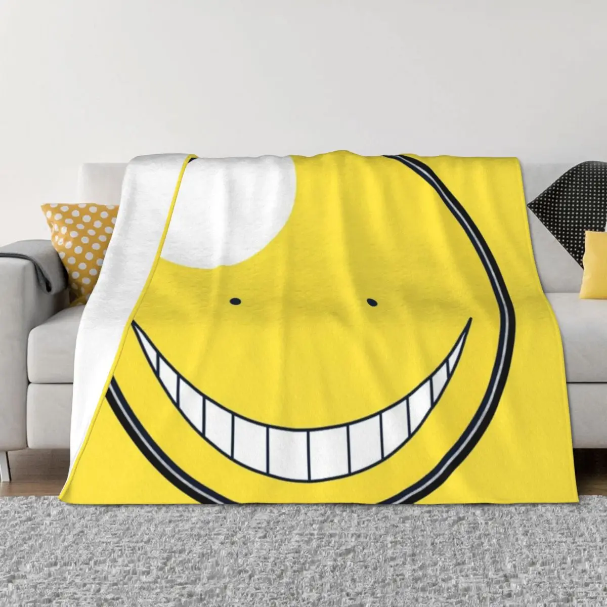 

Koro sensei Assassination Classroom , Korosensei Face Throw Blanket Shaggy warm winter Moving Weighted Blankets
