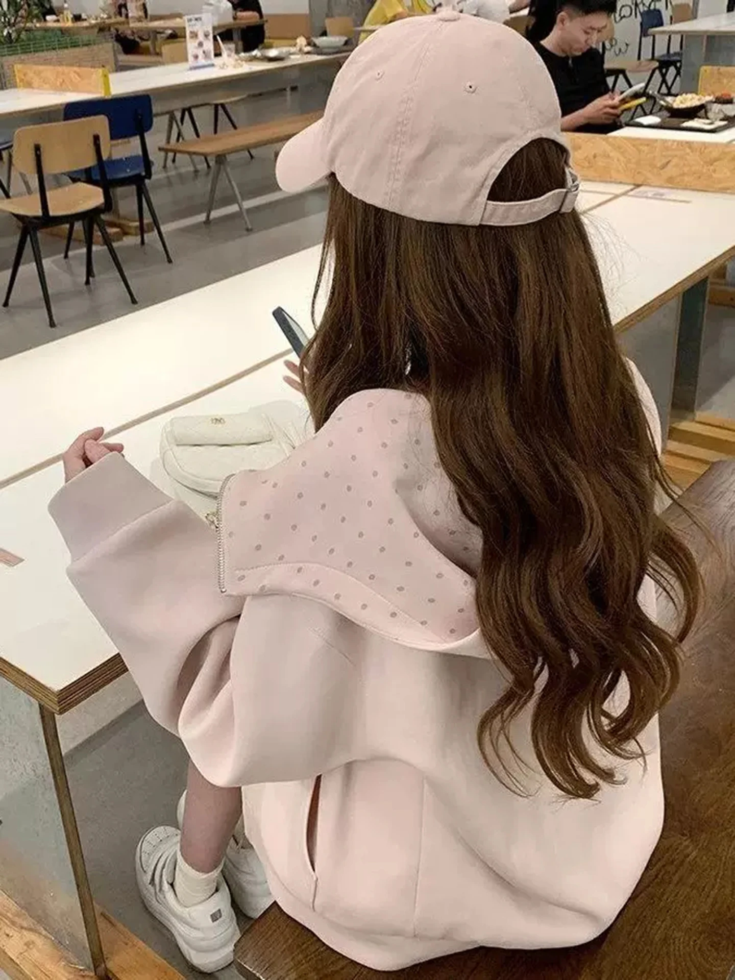 Korean Style Sweet Pink Hoodie Women's Loose Fit Zipper Cardigan Coat Breathable Warm Cotton Material Long Sleeve Casual Stre...
