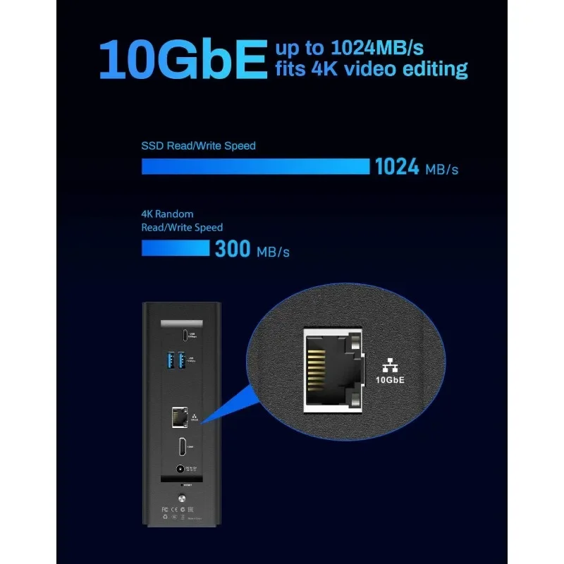 F8 SSD Plus NAS - 8Bay All SSD NAS Storage Core i3 8-Core 8-Thread CPU، 16GB DDR5 RAM، منفذ 10GbE، 8 أحواض حرارية متضمنة #4