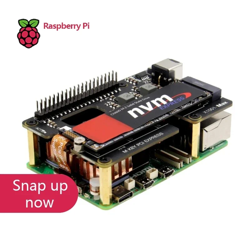 BoMaSGeekworm X1001-Max PCIe3.0 M.2 NVMe Board, 120W PD/DC 9-20V Input, AI Accelerator Ready, Supports Large SSD