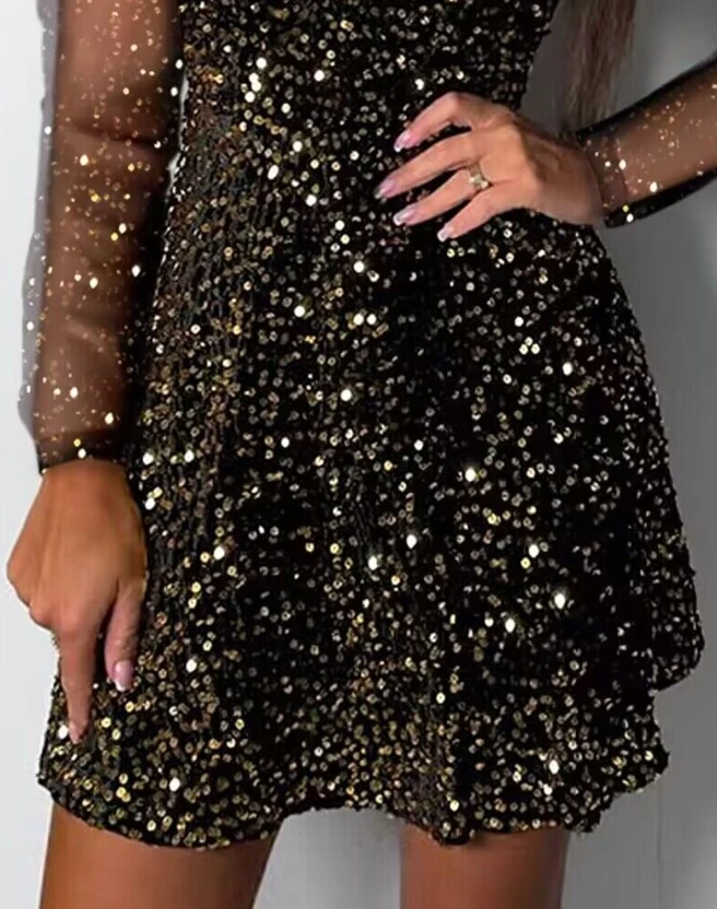 Robe dos nu à paillettes pour femmes avec col en V, robe de soirée croisée, vêtements féminins, mode élégante, nouveau, hiver, 23