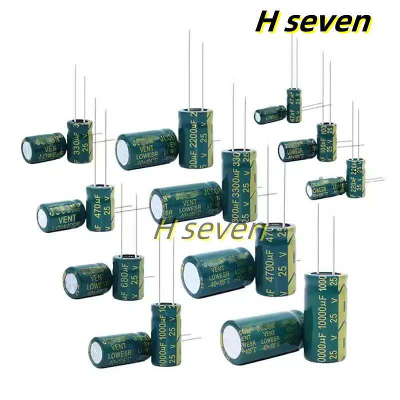 25v 47/100/220/330/470/680/1000/2200/3300/4700/10000uf Aluminum Electrolytic Capacitor High Frequency Low ESR