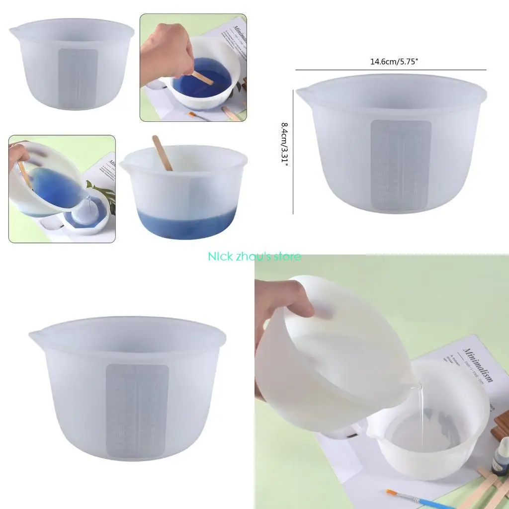 

E15E Silicone Measuring Cup 600ml Reusable Mixing Cup for Epoxy Resin Dishwasher Safe