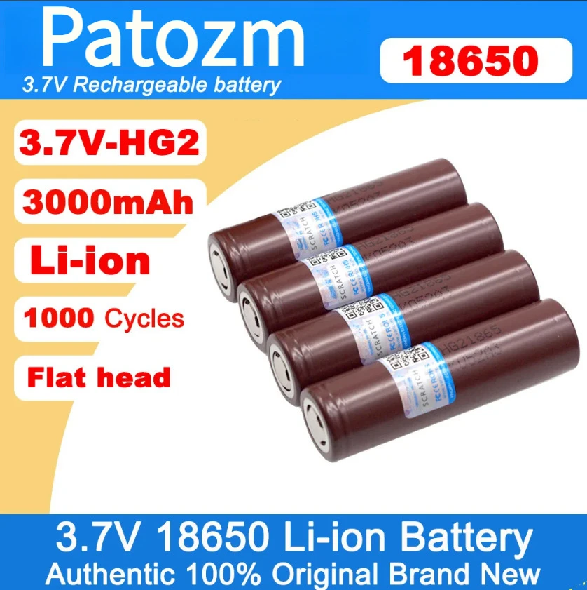 

100% New 3.7V Lg 18650 Hg2 3000MAh Rechargeable Battery Discharge 20A Max 35A High Performance Power Electric Tools Batteries