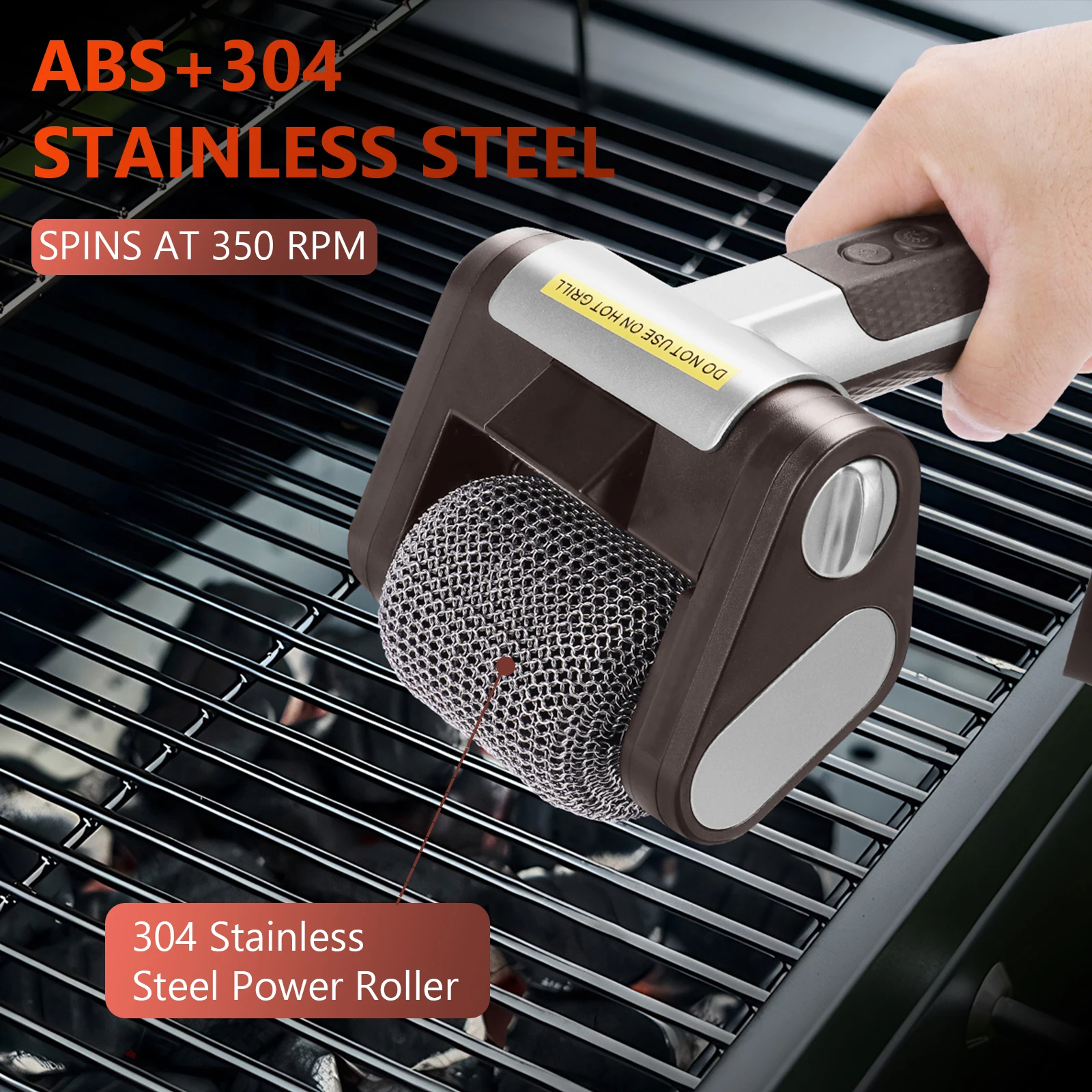 Electric Grill Cleaner with LED Lights Grill Cleaner Brush Without Bristles Cordless Rechargeable BBQ Brush Cleaner and Parts