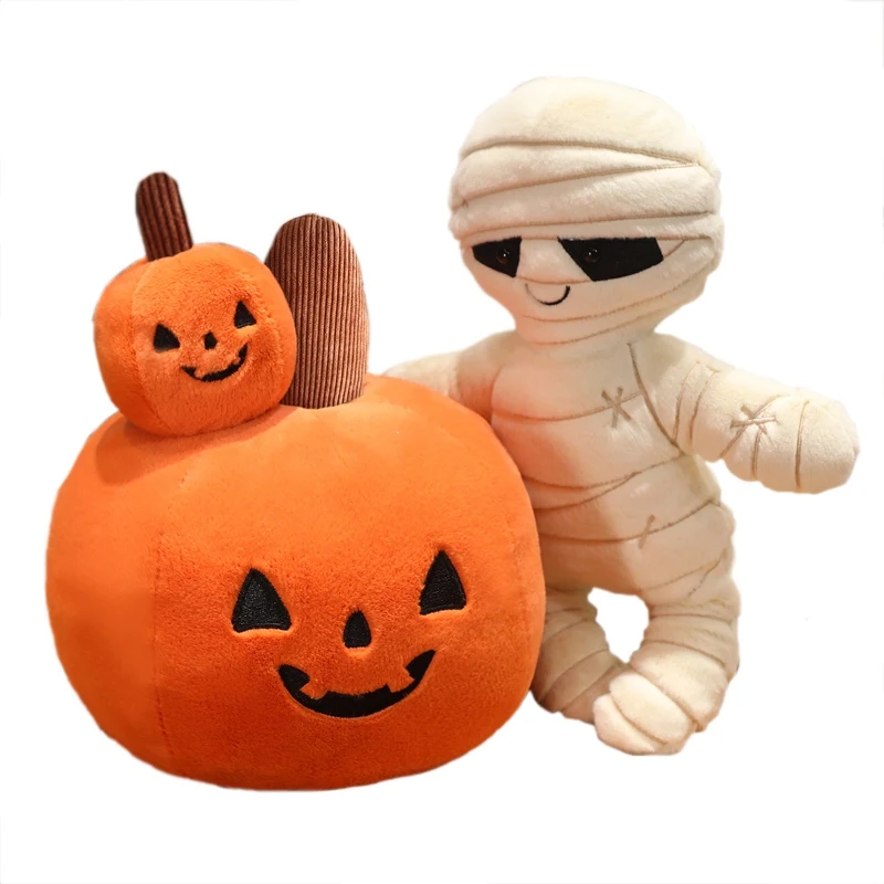 High Quality Cartoon New Halloween Pumpkin Plush Doll Pillow Mummy Pumpkin Plush Toy Holiday Decoration Gift For Boys And Girls