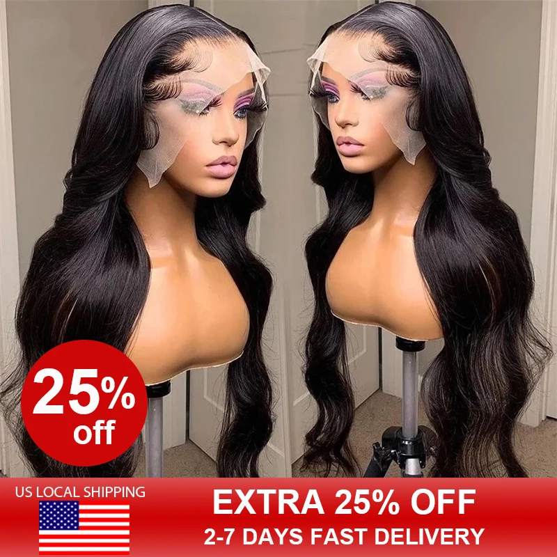 HD Transparent Lace Front Human Hair Wigs For Black Women Pre Plucked Body Wave 13x4 Lace Frontal Human Hair Wigs