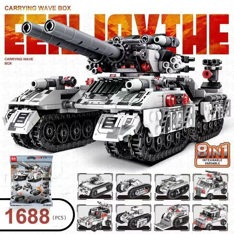 2026 WW Military Vehicle Tank 8in1 Airplane Truck Model Building Blocks DIY Bricks Construction Toys Gifts Adult