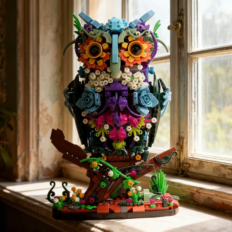 

1358PCS Flower Owl Building Blocks Creative Ornaments Home Decor Jungle Animals Bricks Model Toys Girls Adult Birthday Gifts