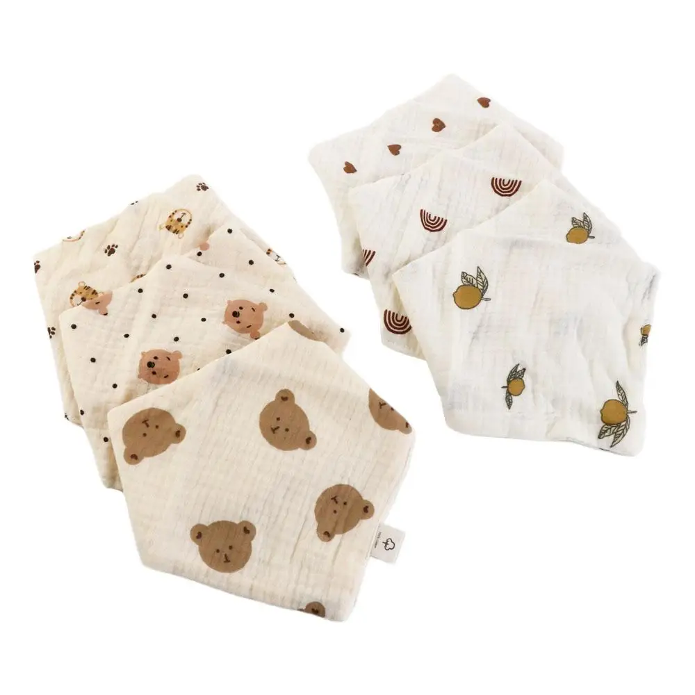 

Baby Accessory Printing Baby Muslin Bibs Snap Button Cotton Saliva Towel Soft Solid Color Burp Cloths Feeding Drool Bibs