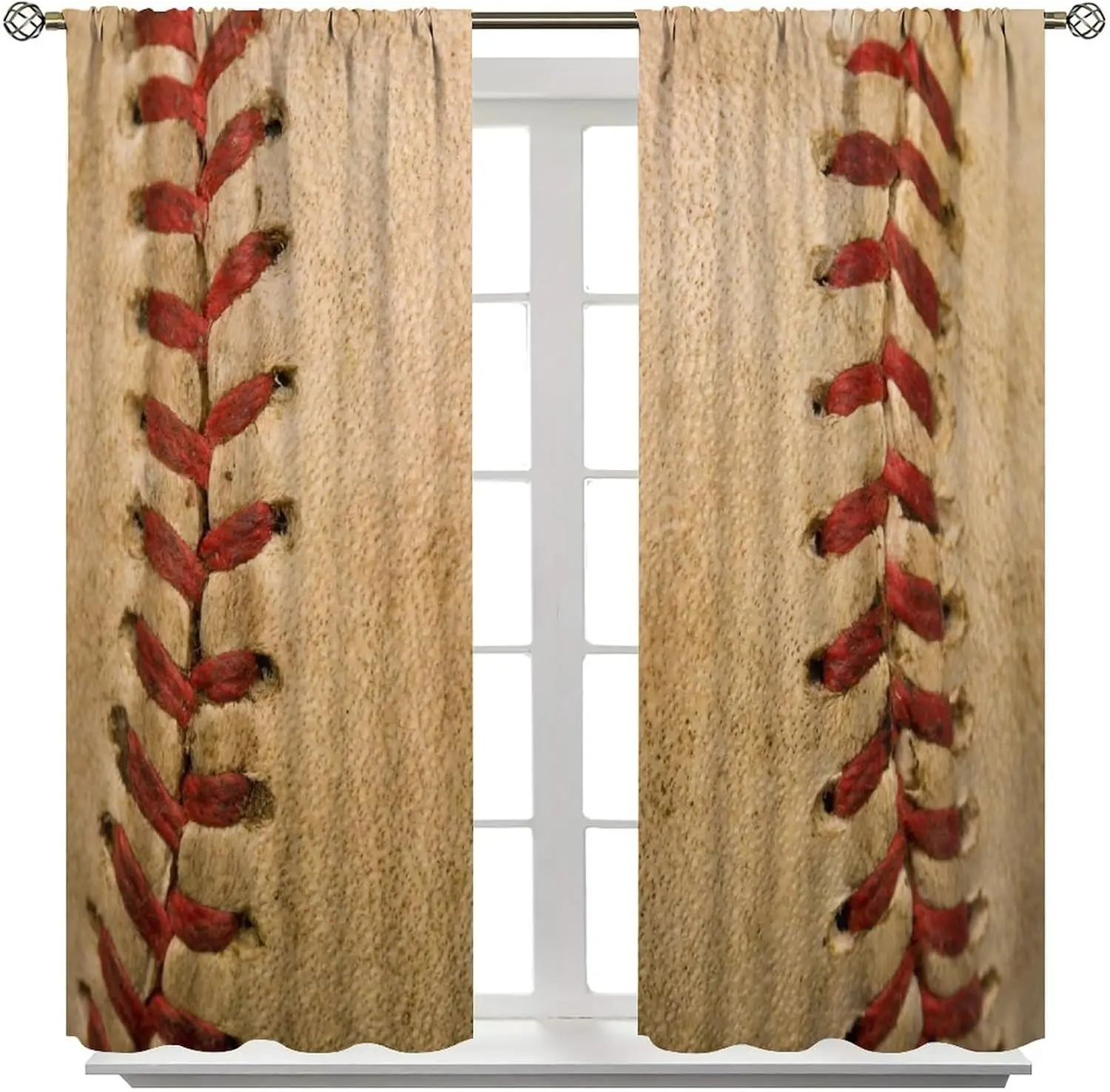 Sports Baseball Curtains, Sports Theme Insulated Window Drapes, Decorative Curtains for Boys Girls Teens Toddler  Bedroom Home