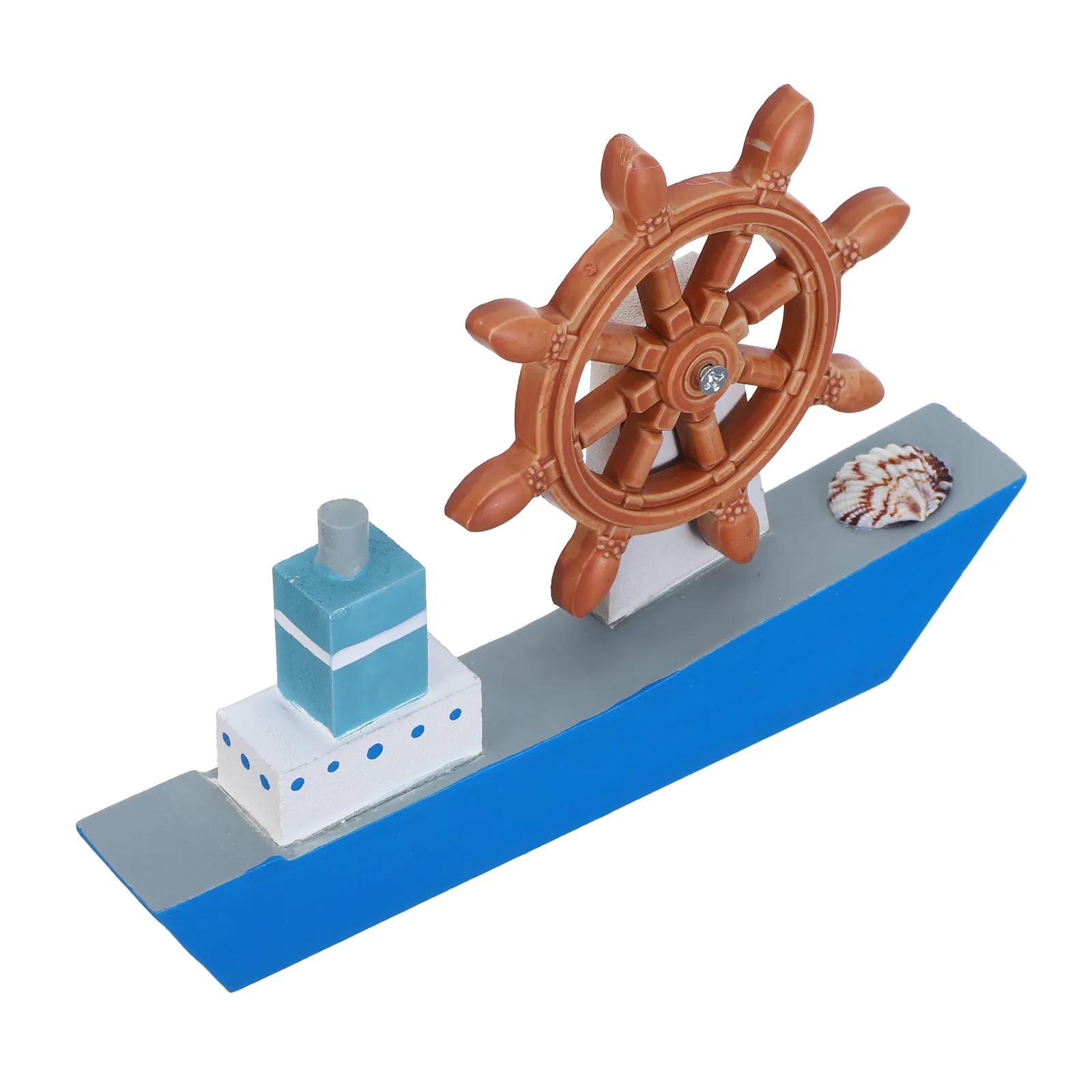 

Wood Sailboat Mediterranean Style Blue White Decorative Sailing Ship for Home Office Tabletop Nautical Boat Ornament