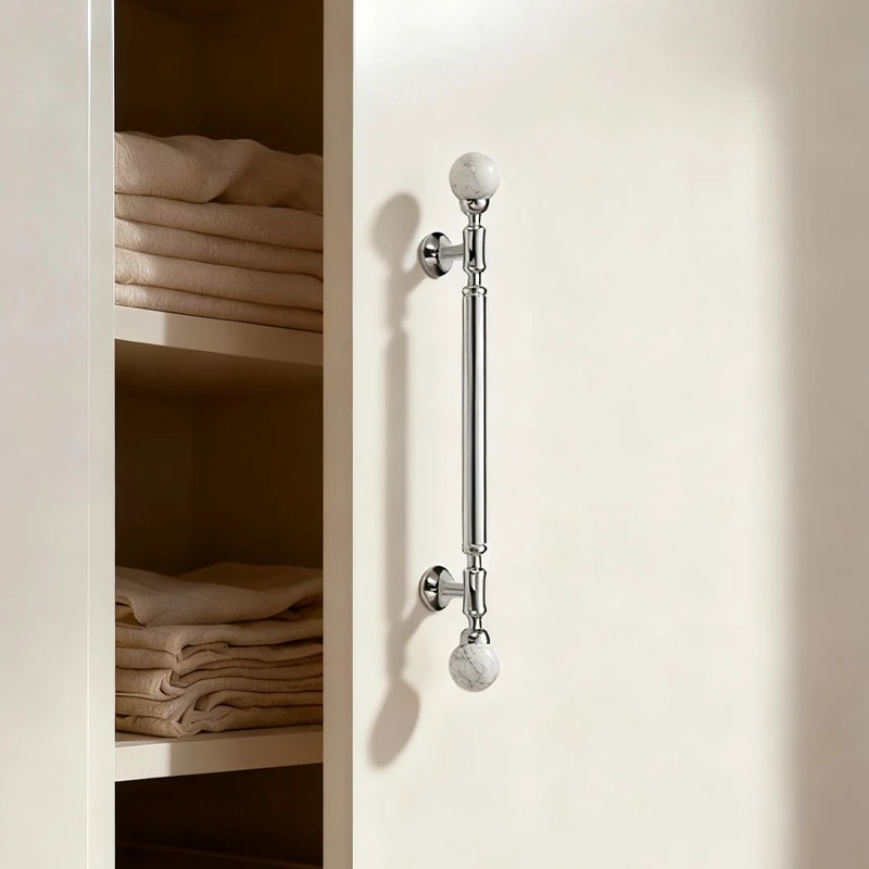 Luxury Door Handle Brass+walnut Handles and Knobs Bright Silver Cupboard Pull for Kitchen Drawer Pulls / White Decorative Knob