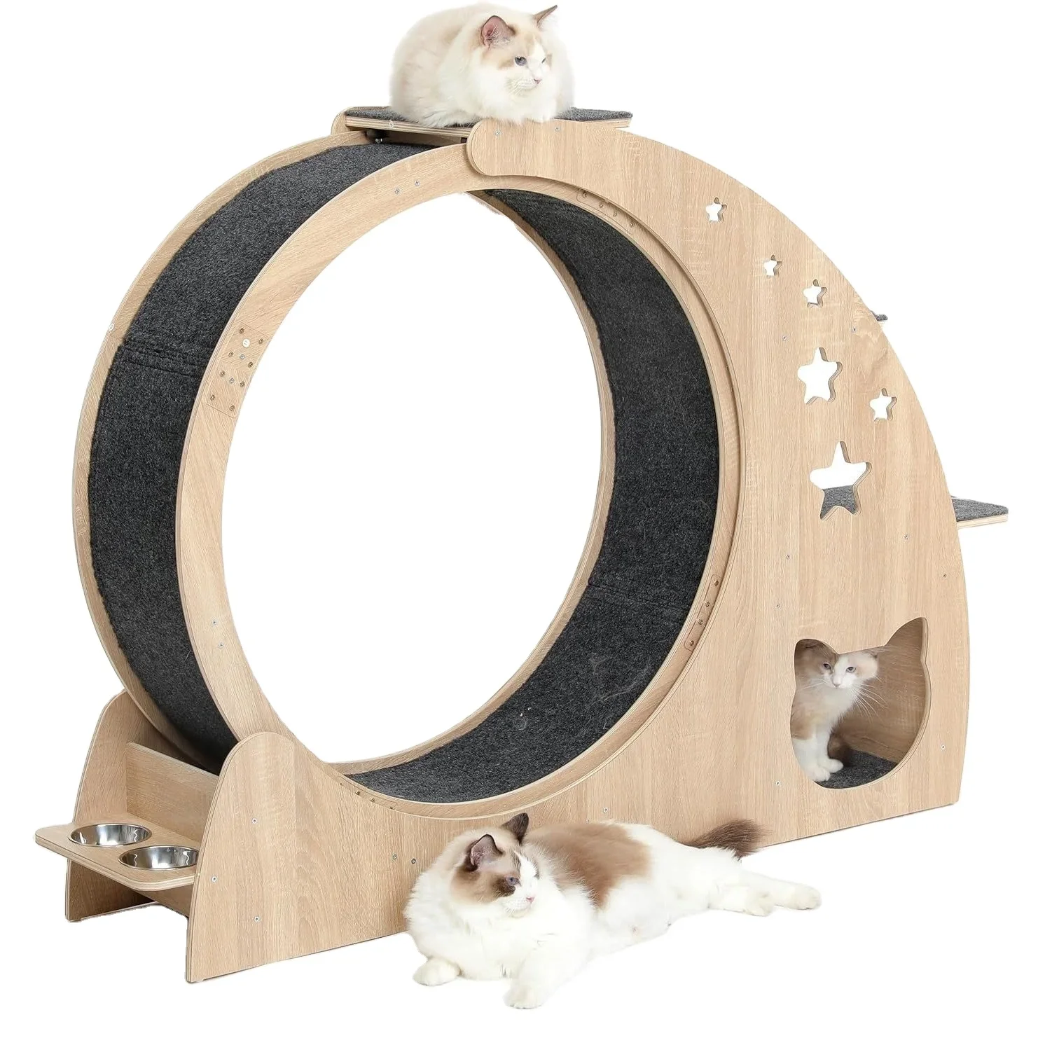 Cat treadmill silent cat running wheel solid wood sports fitness pet roller cat toy