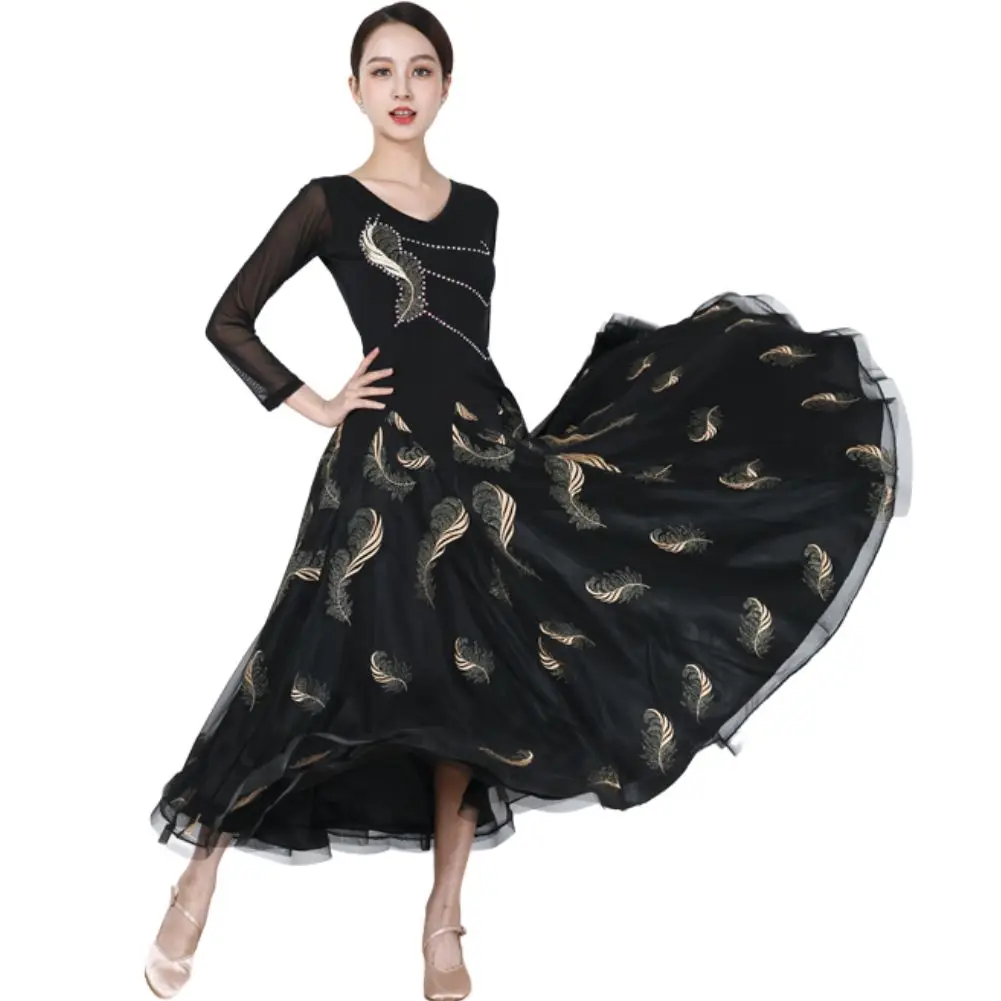 

Waltz Ballroom Competition Dress Standard Dance Performance Stage Costume Women Embroidery Evening Gowns Music Concert Outfits