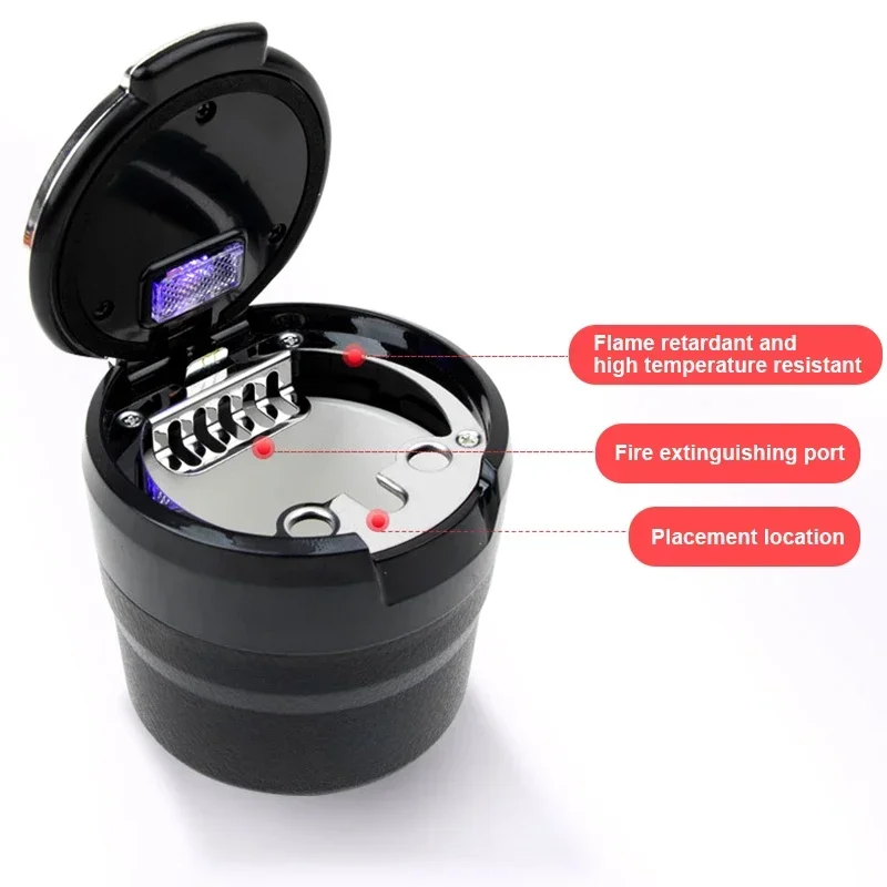 Car Cigarette Ashtray Cup With Lid With LED Light Portable Detachable Vehicle Ashtray Holder Cigarette Ashtray  Ceramic process