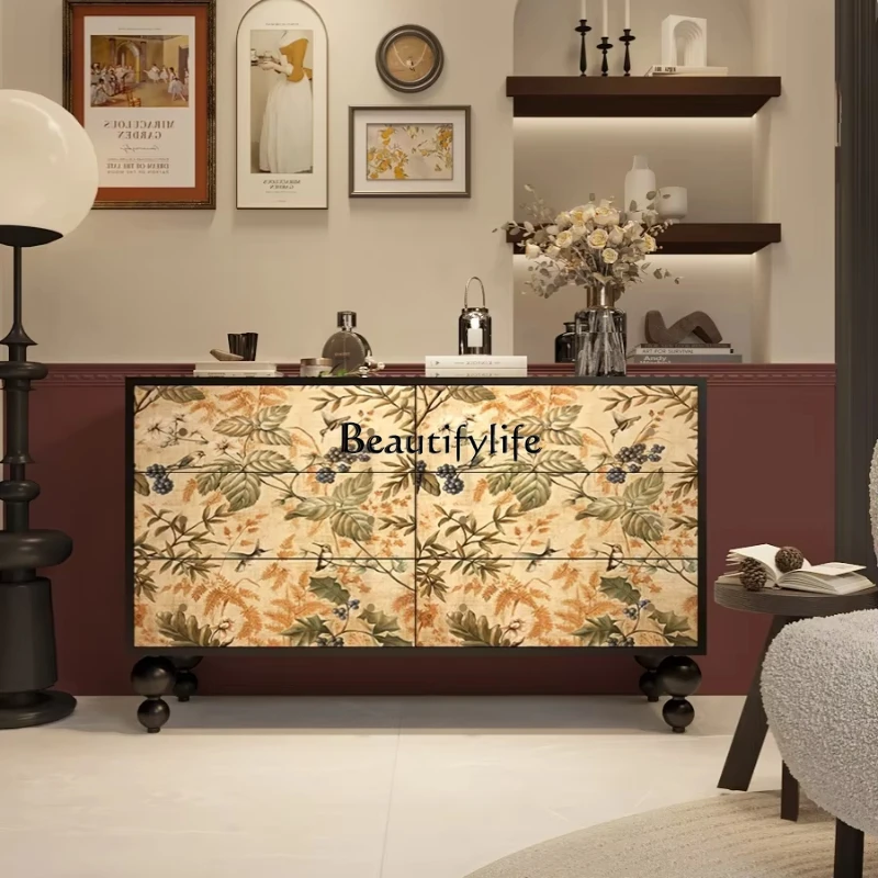 

*Retro solid wood home decoration living room porch aisle storage multi-functional storage cabinet