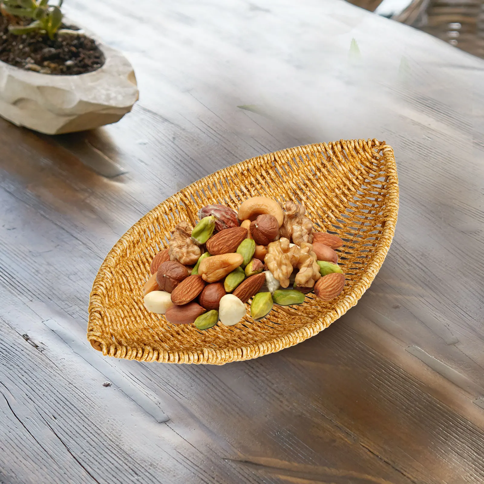 

Fruit Snacks Basket Multipurpose Afternoon Tea Tray Woven Storage Basket For Kitchen Pantry Bread Dessert Organizer