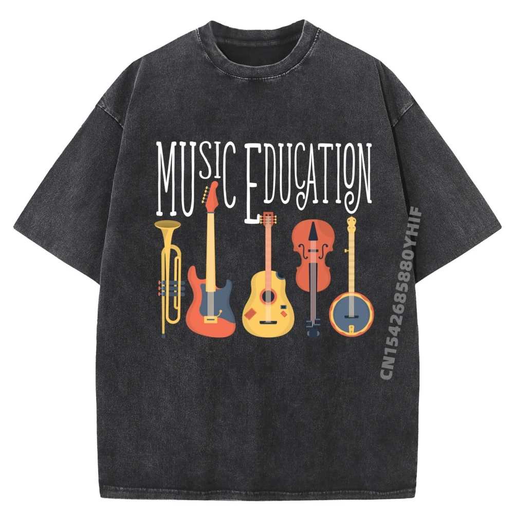 

Musician Quote Music Teacher Life Music Education Matters Plain Shirt Men's Clothes Streetwear Washed Shirt