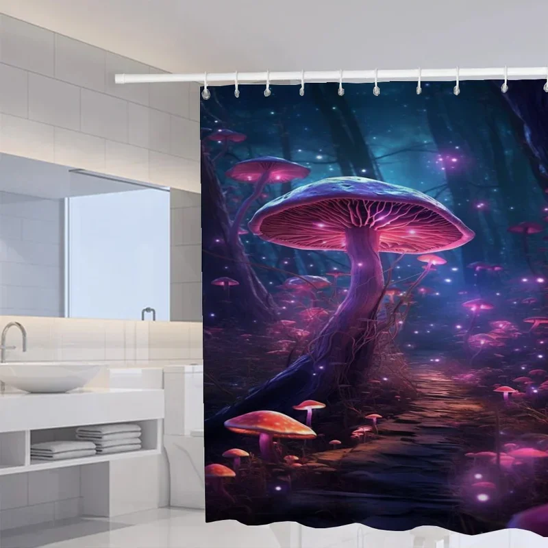 Fantasy mushroom shower curtain for bathroom accessories set folding partition curtains bath bedrooms houses rooms quarto the