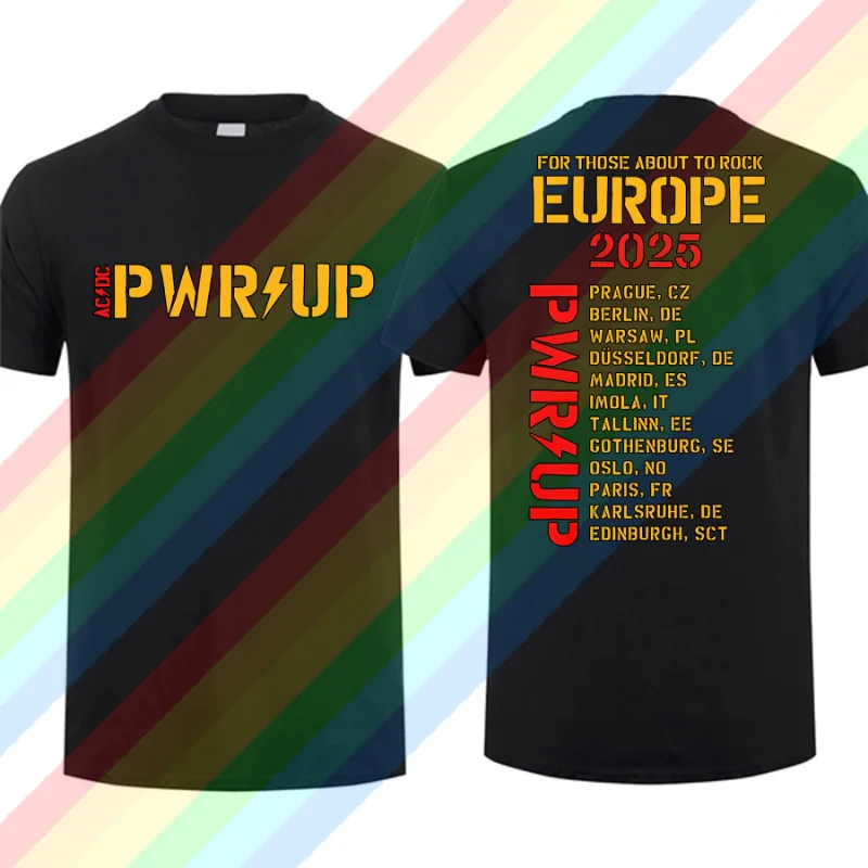 2025 New Men T Shirt Casual AC Pwr Up World Tour DC EUROPE 2025 T-shirt Graphic Summer Short Sleeves Cool Tee image 3