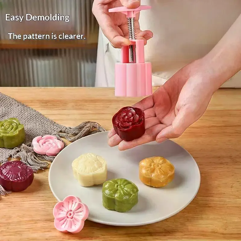 1 Set DIY Mooncake Mold Plastic Hand Press Pastry Mold Cake Model Pastry Embossing Make Kitchen Baking Tool