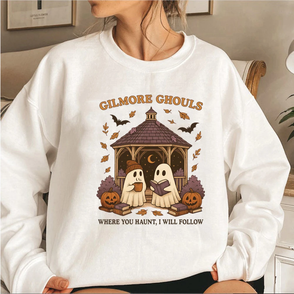 Gilmore Ghouls Sweatshirt Cute Ghost Halloween Sweatshirt Unisex Graphic Hoodies Spooky Fall Shirt Casual Long Sleeve Pullovers