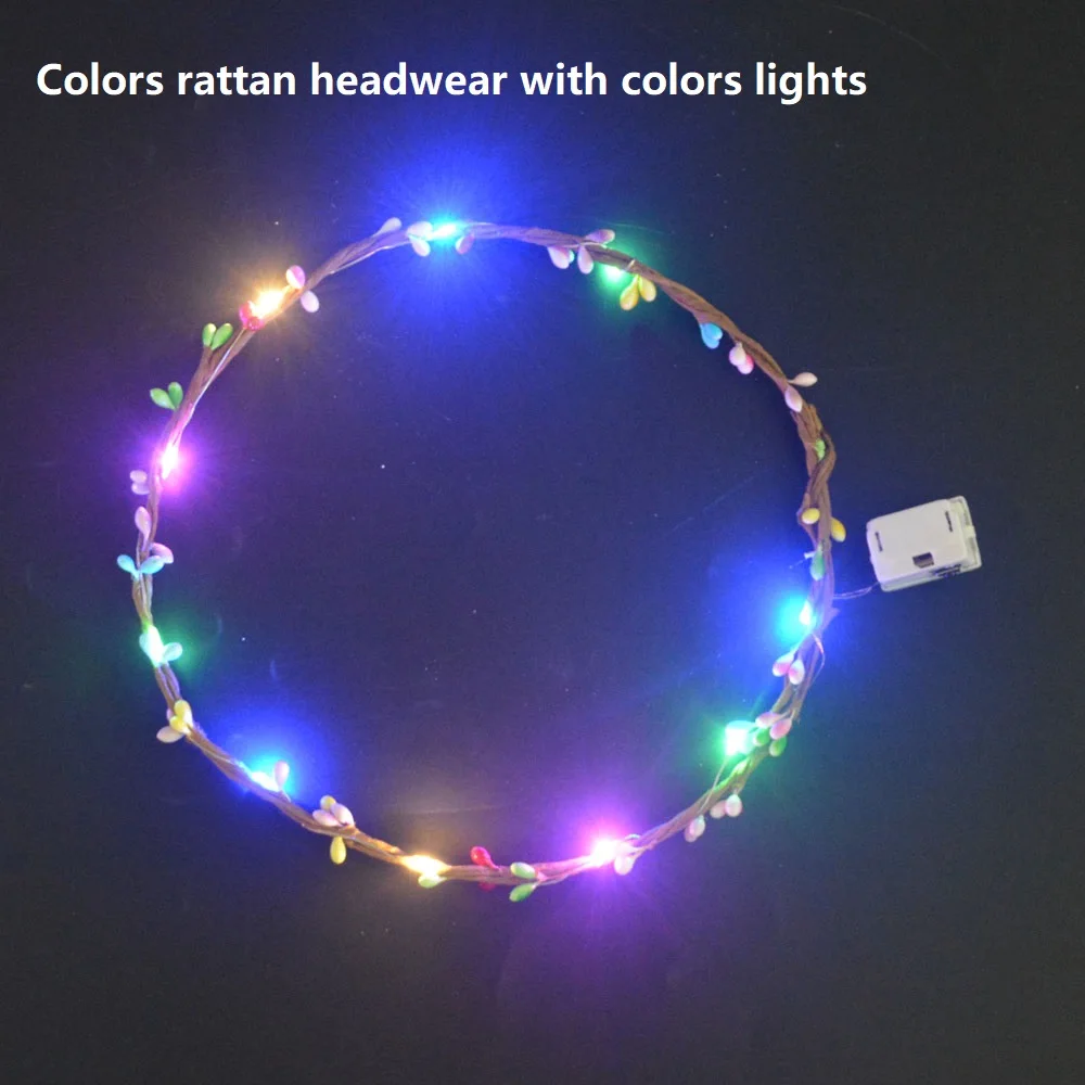 1 stücke Mädchen Frauen Braut Brautjungfer Leuchtende Kopfschmuck LED Blume Rattan Krone Stirnband Leuchten Glow Party Hochzeit Festival – Detail 11