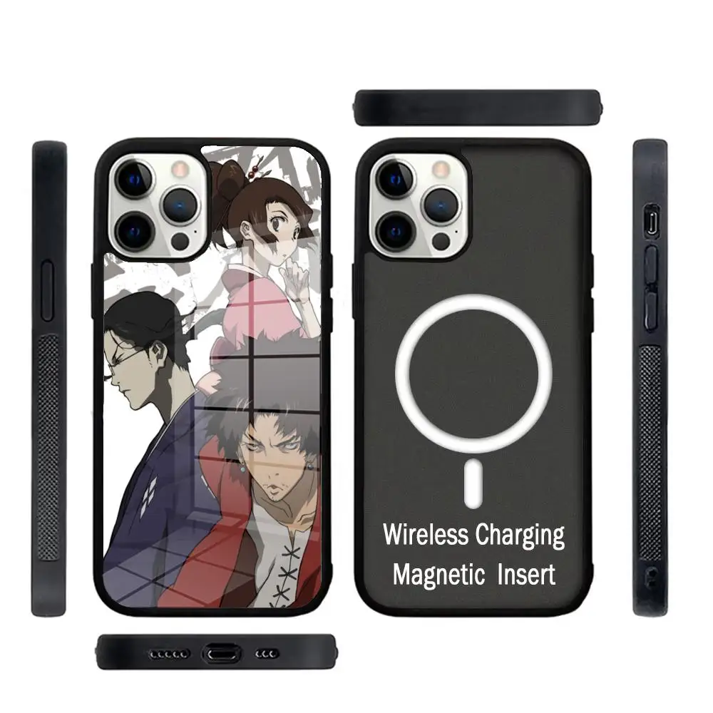 

Anime Samurai Champloo Phone Case Glass For IPhone 16 15 Promax 14 13 Pro 12 11 Magnetic charging Covers