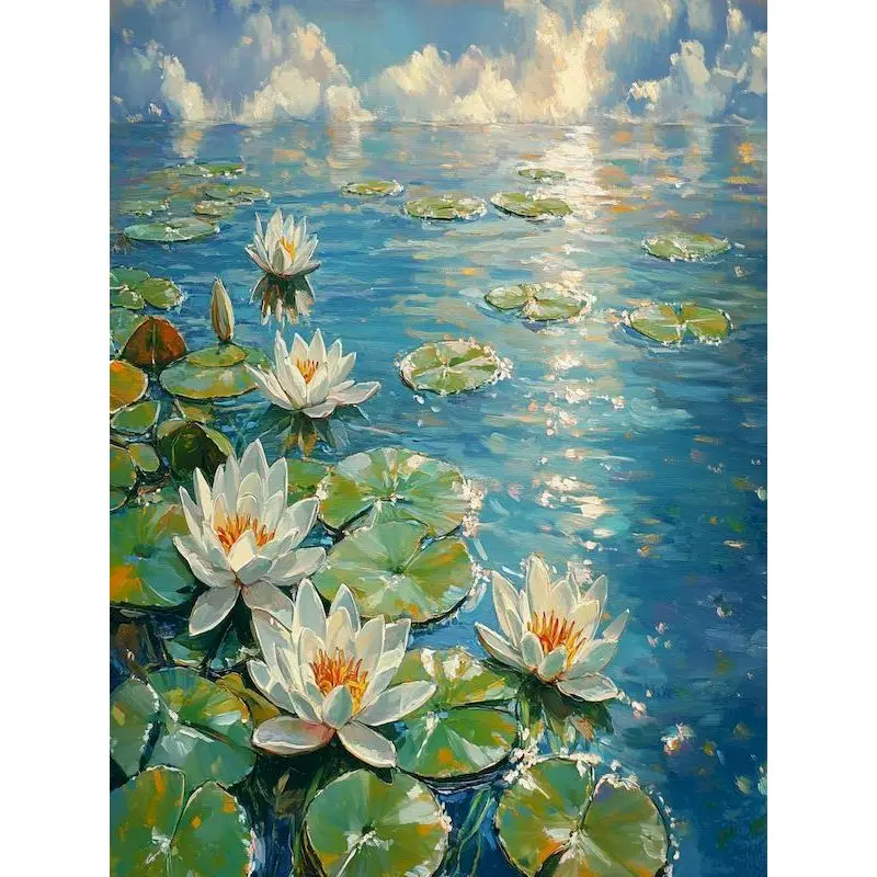 GATYZTORY Lotus Scenery DIY Oil Painting By Numbers Drawing Picture By Numbers For Adults Acrylic Paint Home Decoration Gift