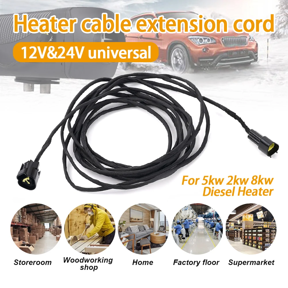 4M Extension Cable For 12V 24V Diesel Heater LCD Screen 5kw 2kw 8kw Diesel Heater Cable Diesel Heater Adapter Car Accessories