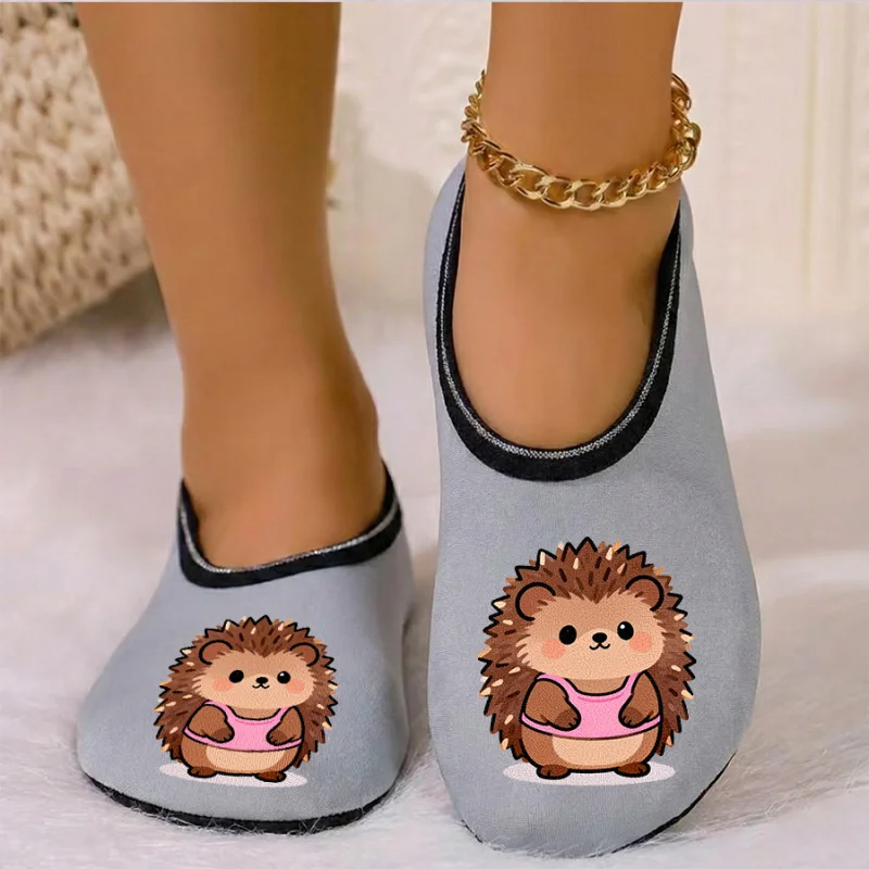 

Four season wearable couple cartoon bird print with thin velvet lining, breathable, high elasticity, anti slip floor slippers