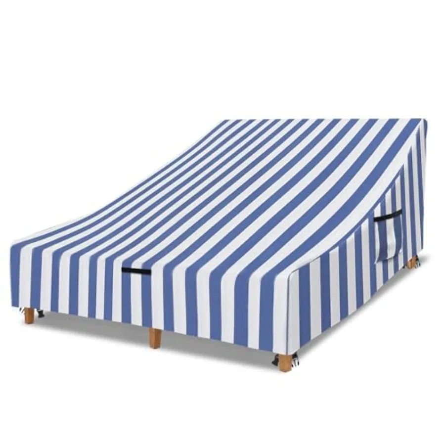 

Waterproof 600D Heavy Duty 82Inch Double Wide Patio Chaise Lounge Chair Covers-Blue