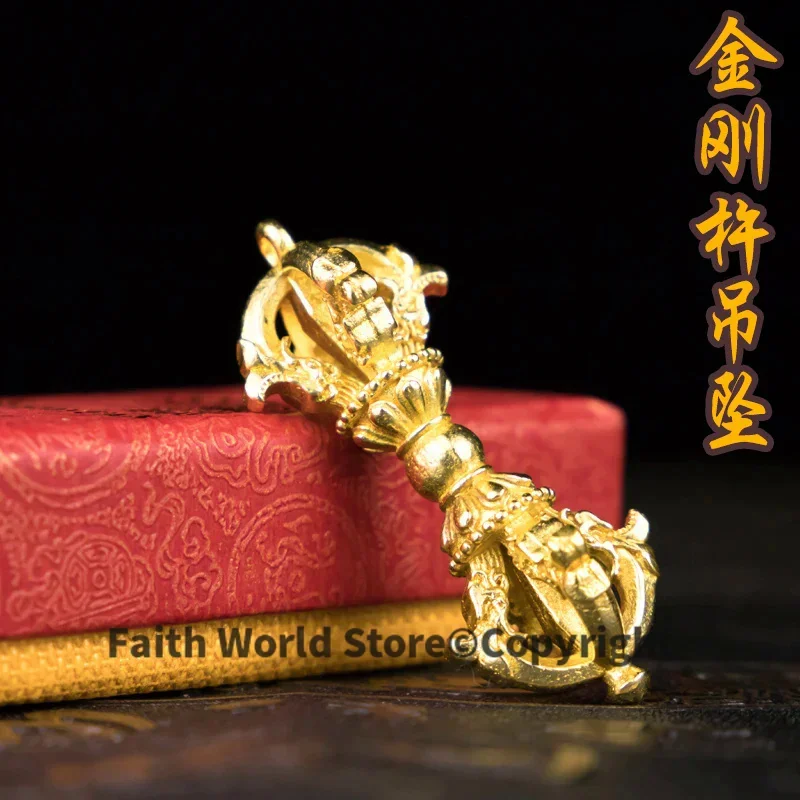 Greco-Buddhist pocket travel efficacious Mascot # Buddha Bless Safe good luck gilding brass Vajra Pendant Buddhist Amulet