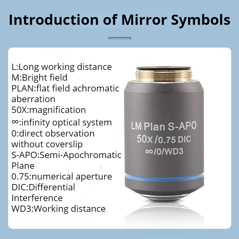 S-APO Metallographic Flat-Field Semi-Complex Achromatic Infinitesimal Differential Interference Bright-Field Objectives Lens