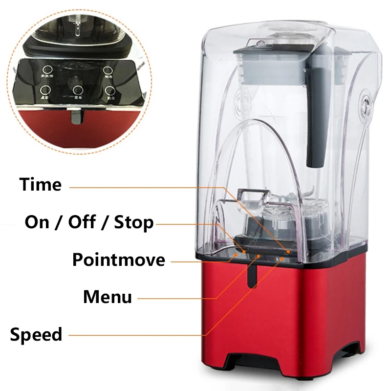 2200W Professional Smart Timer Blender Mixer Juicer Food Processor Ice Smoothies Crusher Electric Blender Mixer 110V-240V