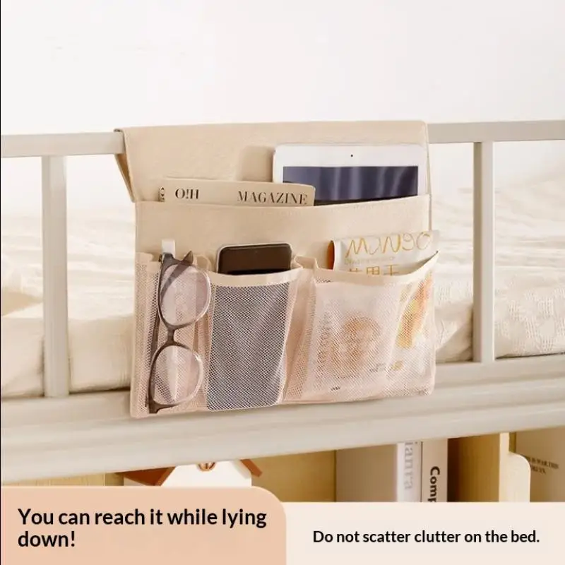 New New Storage Basket Hanging Storage Rack Bed Remote Control Bookshelf Dormitory Storage Bag Stand With Hook Bedside Pocket
