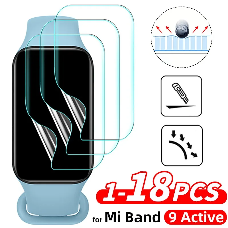 18-3PCS Hydrogel Film for Xiaomi Mi Band 9 Active HD Protective Film Anti-Scratch Screen Protector for Mi Band 9Active Not Glass