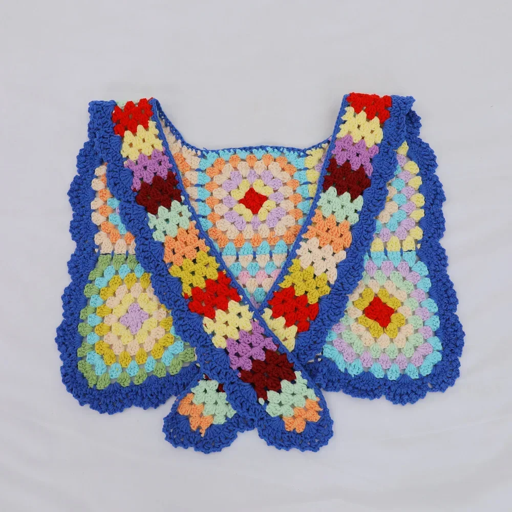 Classic Retro Handmade Crochet Hollowed-out Cape Ethnic Style Patchwork Vest Knitted Shoulder Coat