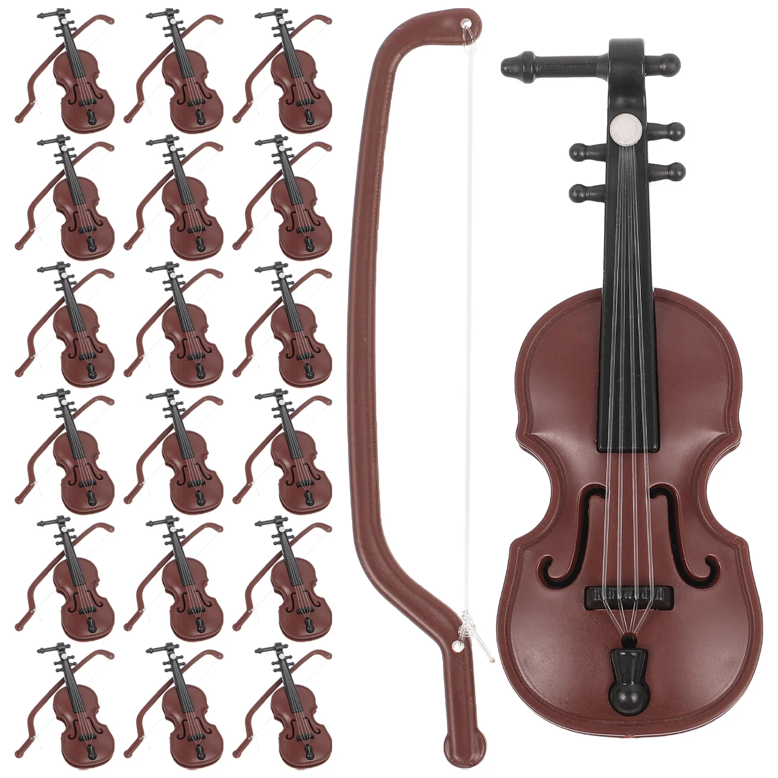 20 Sets Mini Violin Simulation Violins Nativity Ornaments Musical Instruments Christmas Props Decor Accessories Toy Room Child