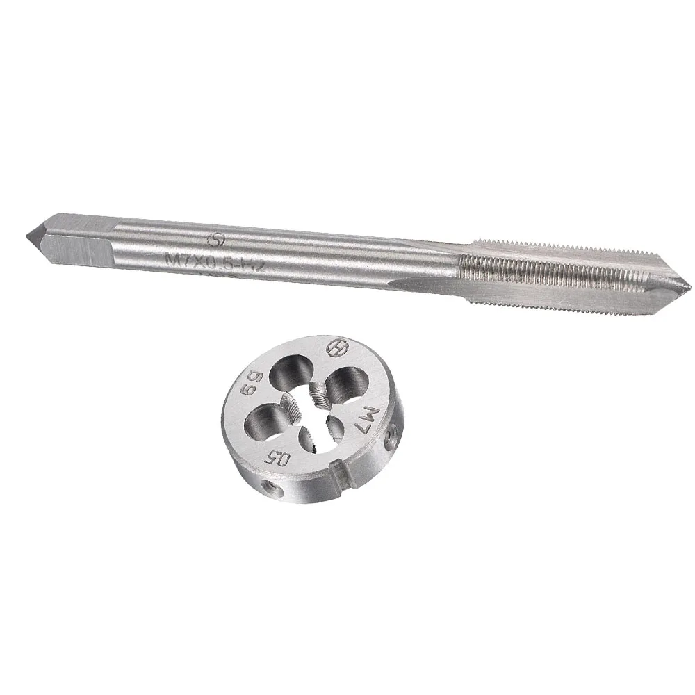 2 Buah M7X0.5 MM HSS Metric Tap dan Die Set Thread Tap dan Round Thread Die Right Hand Taper