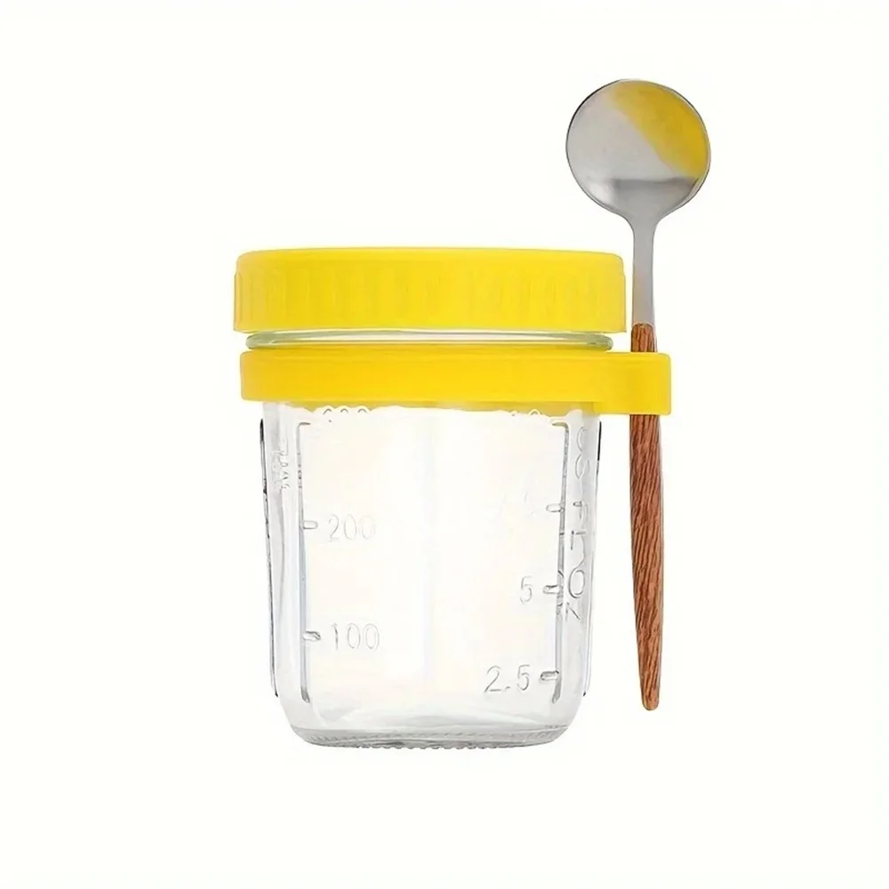 1-pack beker 350ML overnight oats beker glazen beker met deksel en lepel afsluitbaar ontbijtbakje draagbare ontbijtgranen melk salade yoghurt beker keuken