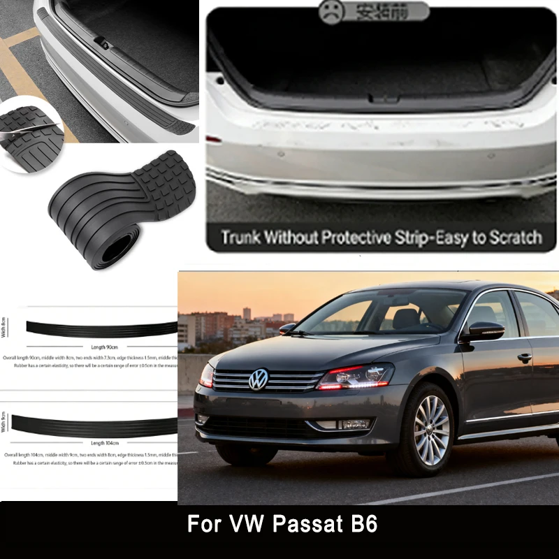 

For VW Passat B6 Rear Trunk Guard Plate Sticker Car Rear Bumper Trim Anti-Kicked Scratch Protector Sticker Strip