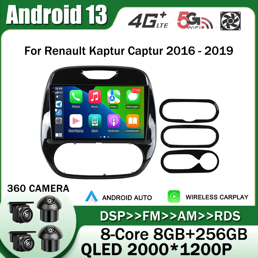 Android 13 for Renault Kaptur Captur 2016 - 2019 Car Radio Multimedia Video Player GPS Navigation Stereo Audio System 4G WIFI