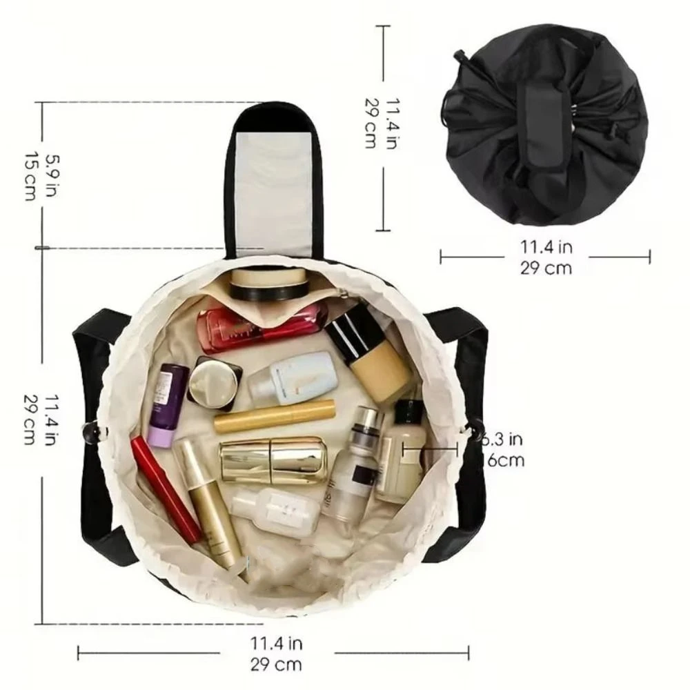 حقيبة مكياج نسائية برباط، سعة كبيرة، حقيبة أدوات العناية المحمولة، منظم أدوات الزينة، تخزين السفر، حقيبة مستحضرات التجميل الكسولة #6