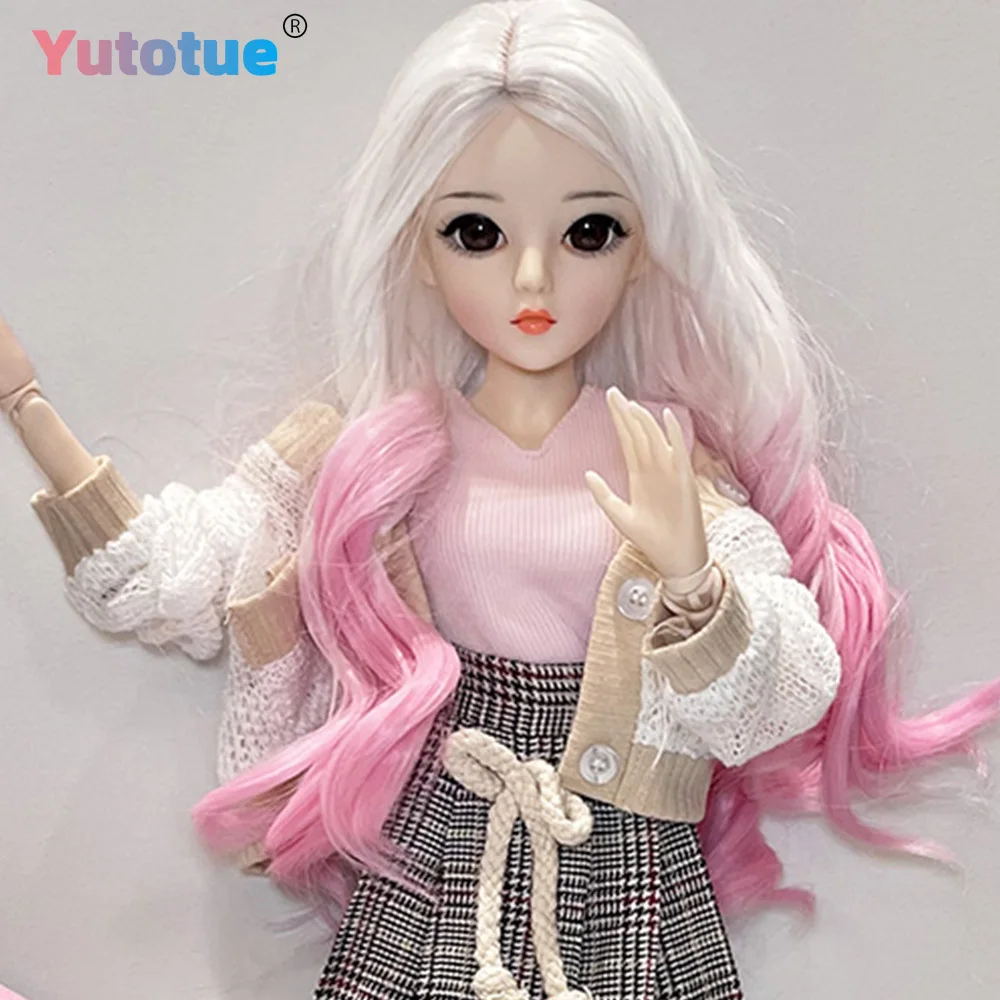 YUTOTUE Bambola da ragazza da 24 pollici di altezza con set completo di vestiti rimovibili Abiti Parrucche ricci di colore sfumato Regalo giocattolo per bambini