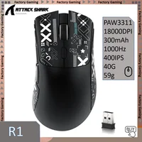 Ratón ultraligero ATTACK SHARK R1 de 59 g con PAW3311, 18000 DPI, 400 IPS, 40G, 1000 Hz, Tri-Modo, Broadcom BK3633 Master, 20 Millones de Usos